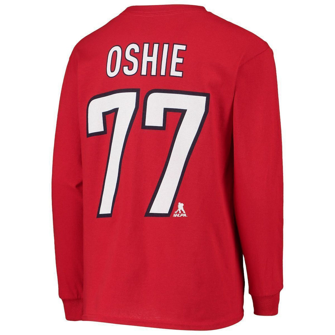 Outerstuff Youth TJ Oshie Red Washington Capitals Authentic Stack Long Sleeve Name & Number T-Shirt - Image 4 of 4