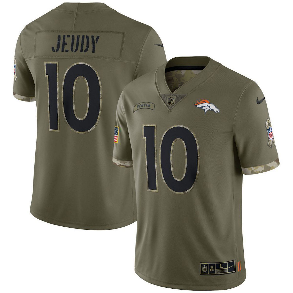 Nike Men's Jerry Jeudy Olive Denver Broncos 2022 Salute To Service Limited Jersey - Image 2 of 4