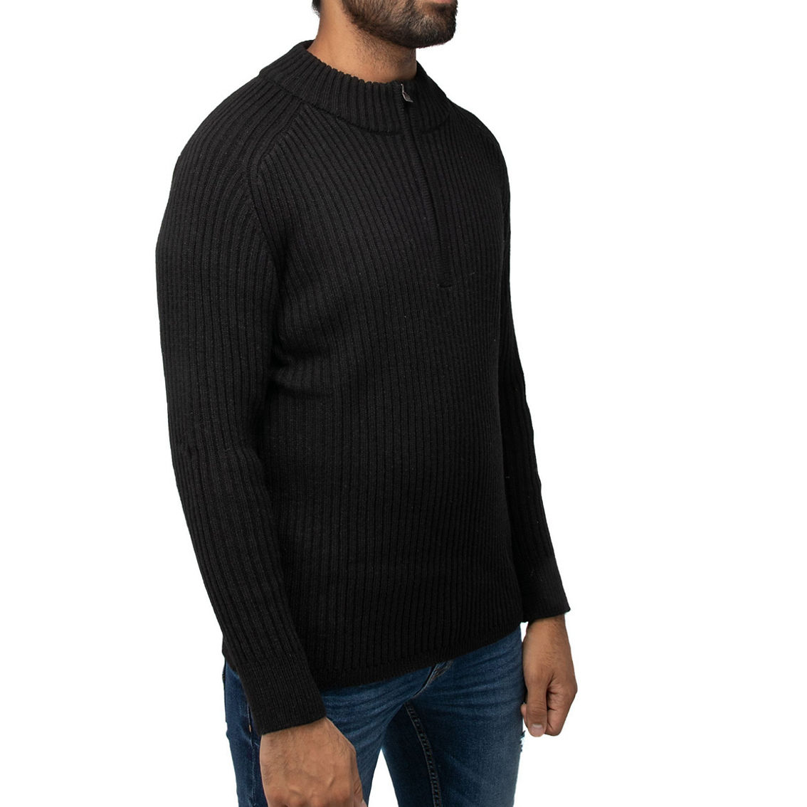 Men's Ribbed Mock Neck Quarter-Zip Sweater - Image 3 of 3