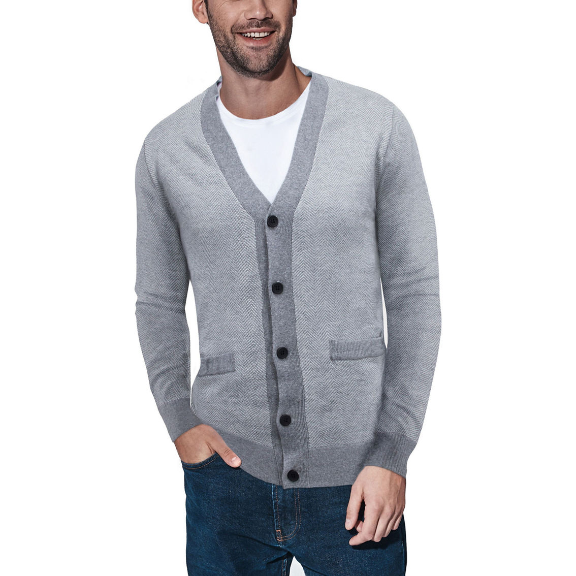 Men's Herringbone Cardigan Sweater | Shirts | Clothing & Accessories ...