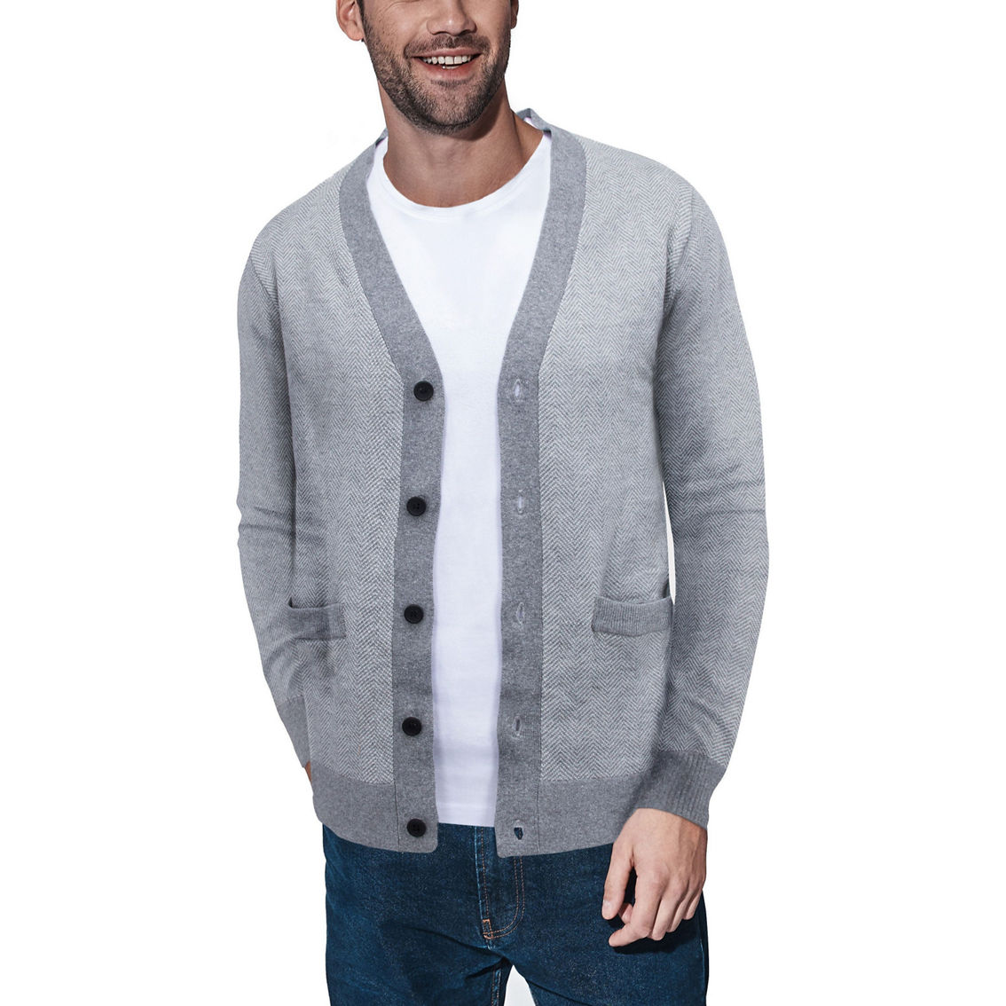Men's Herringbone Cardigan Sweater - Image 3 of 3