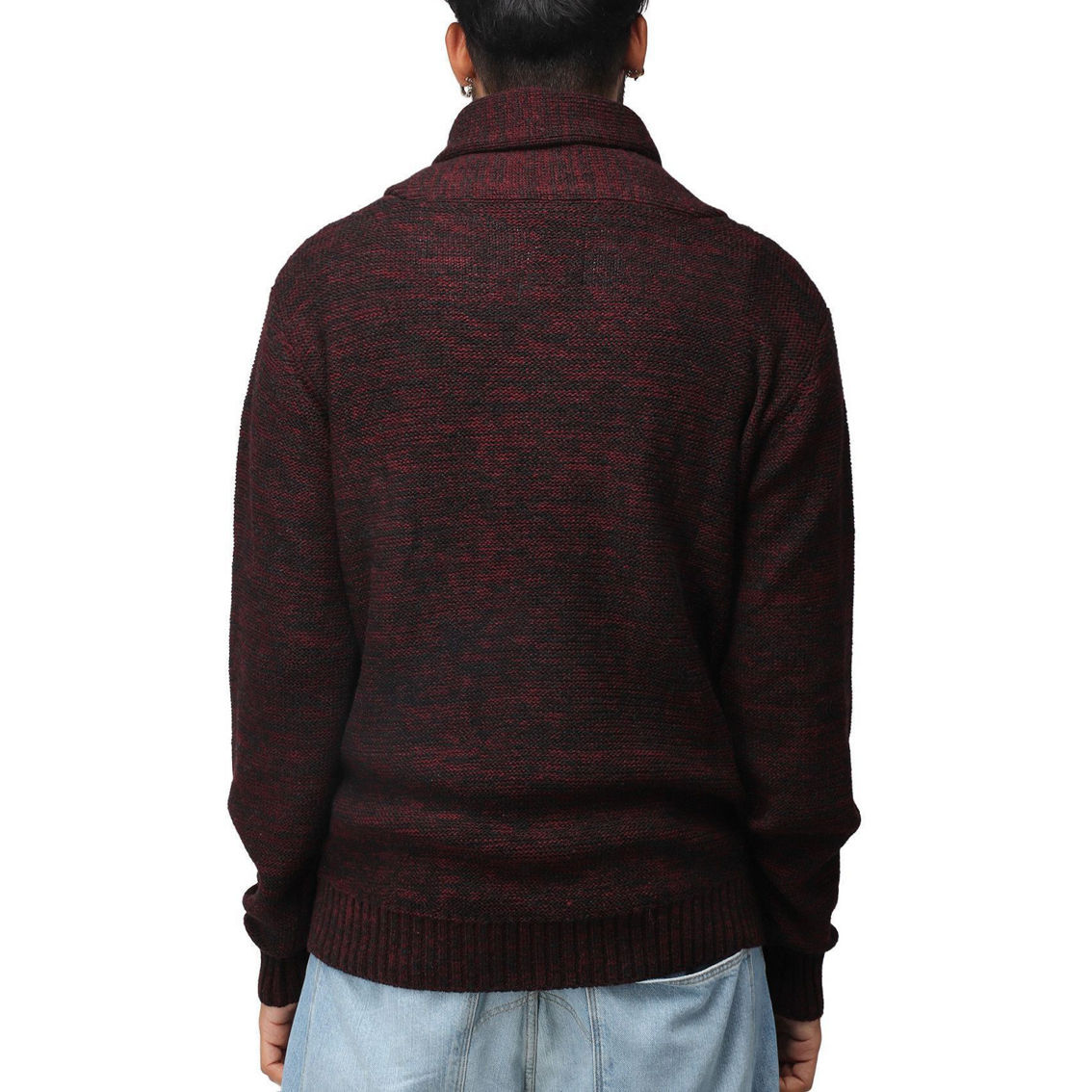 Men's Shawl Collar Cable Knit Cardigan - Image 2 of 3