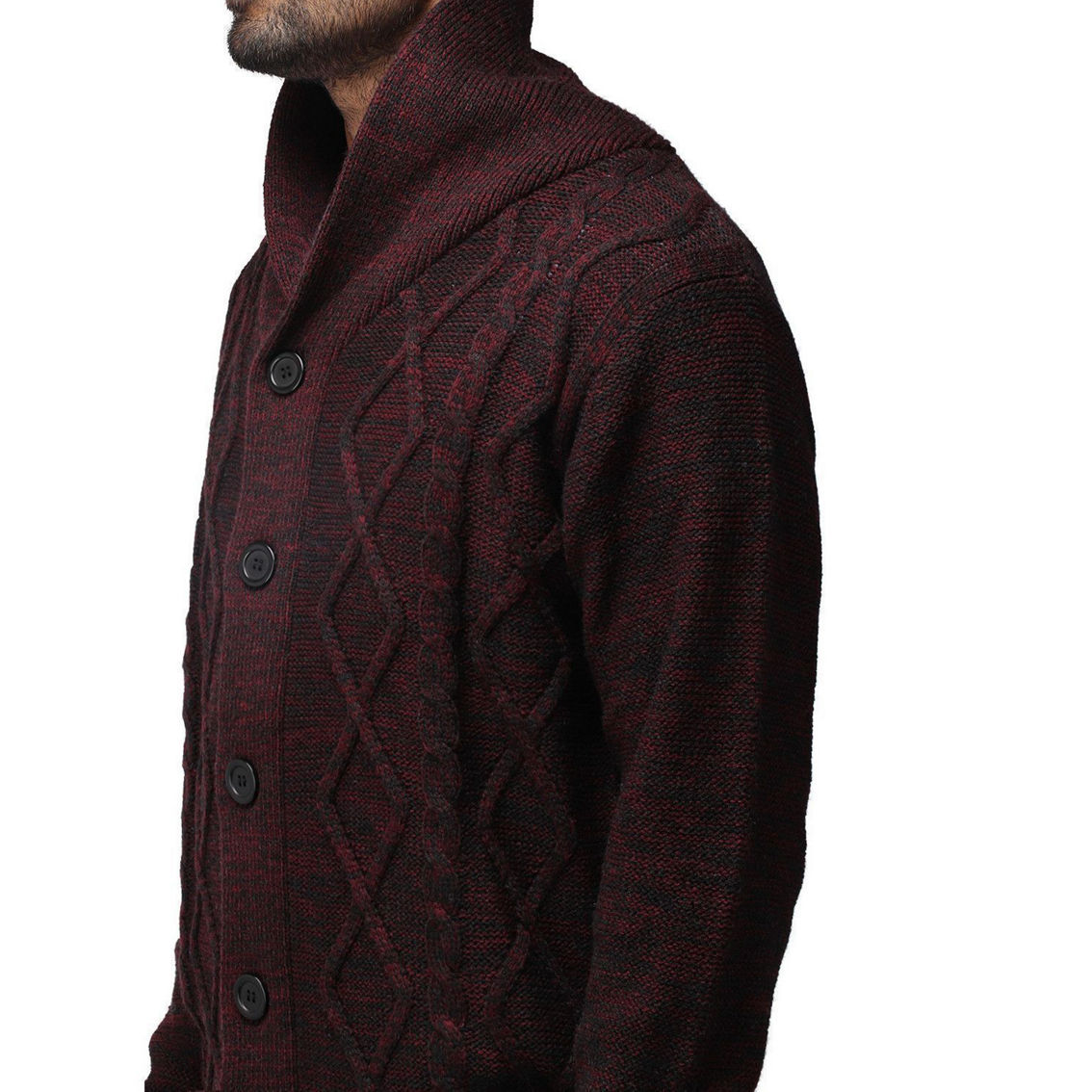Men's Shawl Collar Cable Knit Cardigan - Image 3 of 3