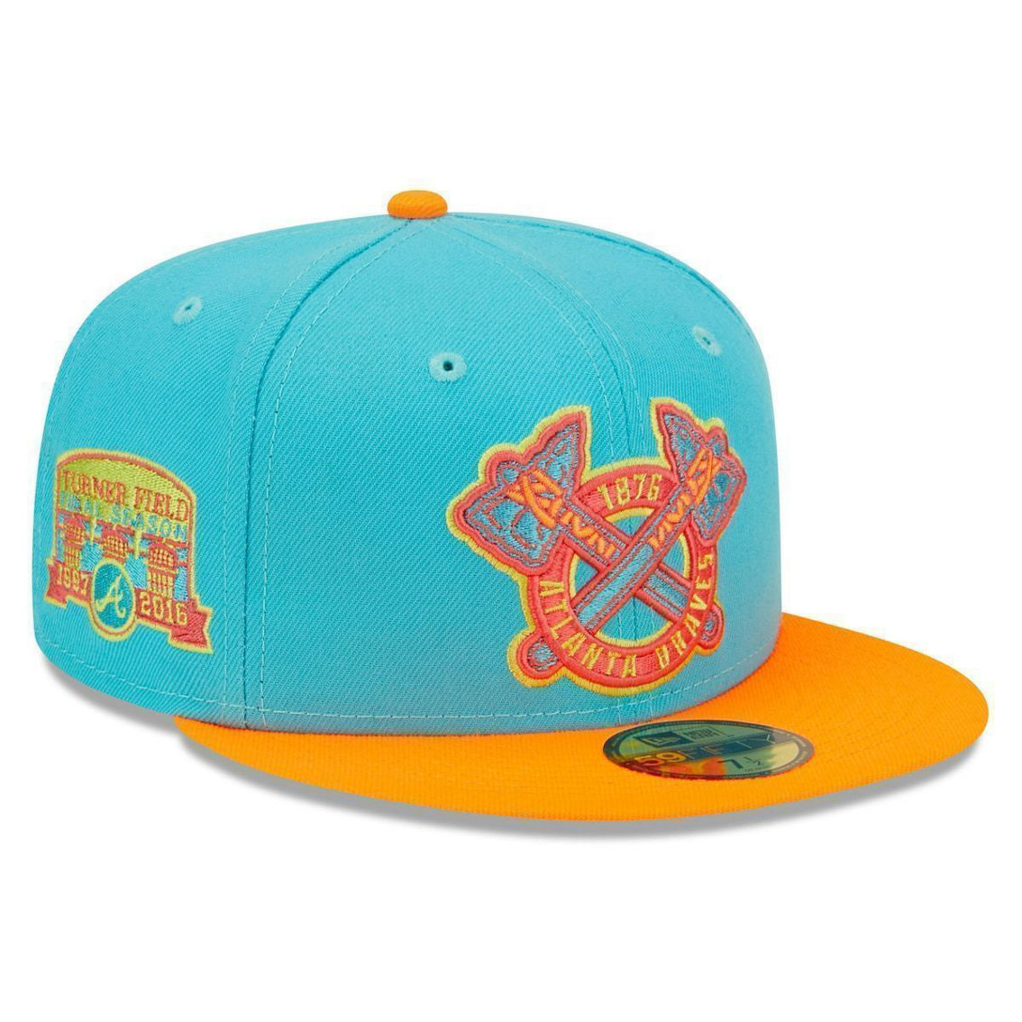 New Era Men's Blue/Orange Atlanta Braves Vice Highlighter 59FIFTY Fitted Hat - Image 2 of 4