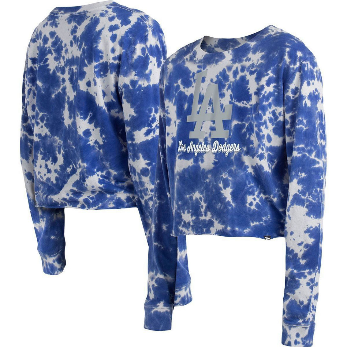 New Era Women's Royal Los Angeles Dodgers Tie-Dye Cropped Long Sleeve T-Shirt - Image 2 of 4