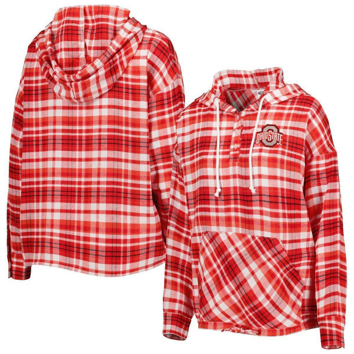 Women's Concepts Sport Scarlet Ohio State Buckeyes Mainstay Plaid Pullover Hoodie - Image 1 of 4