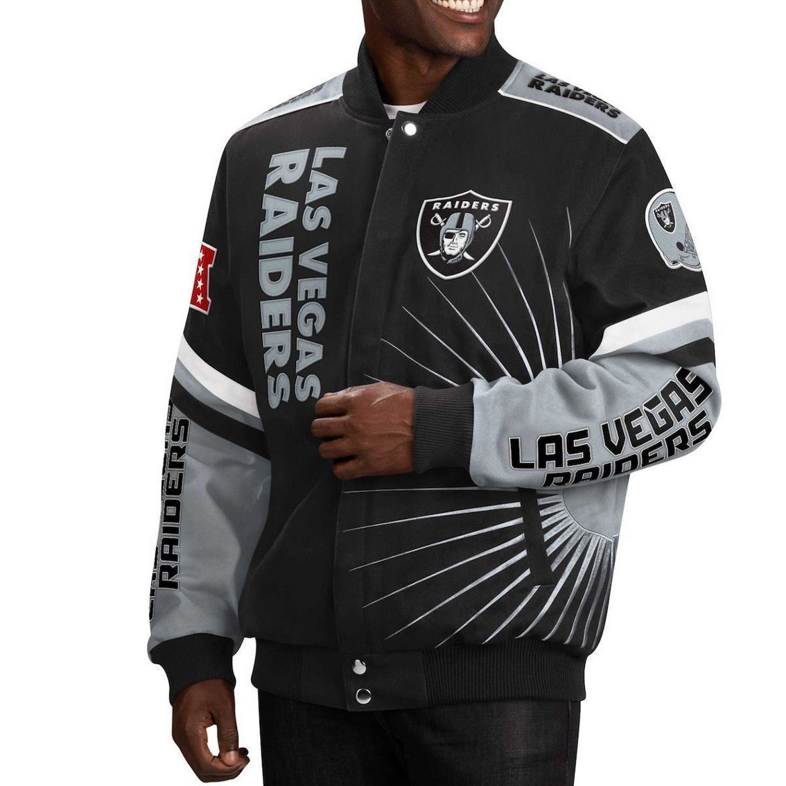 Las Vegas Raiders G-III Sports by Carl Banks Extreme Redzone Full-Snap Varsity  Jacket - Black