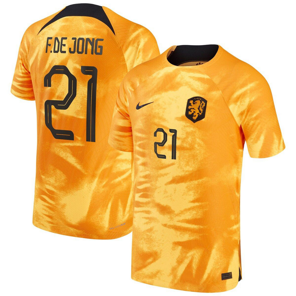 Nike Men's Frenkie de Jong Orange Netherlands National Team 2022/23 Home Vapor Match Authentic Player Jersey - Image 2 of 4