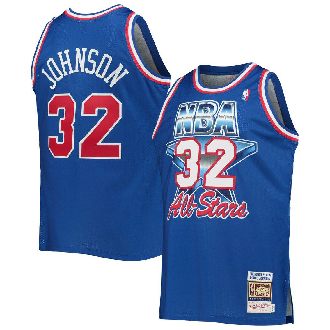Mitchell & Ness Men's Magic Johnson Royal Western Conference Hardwood Classics 1992 NBA All-Star Game Authentic Jersey - Image 2 of 4