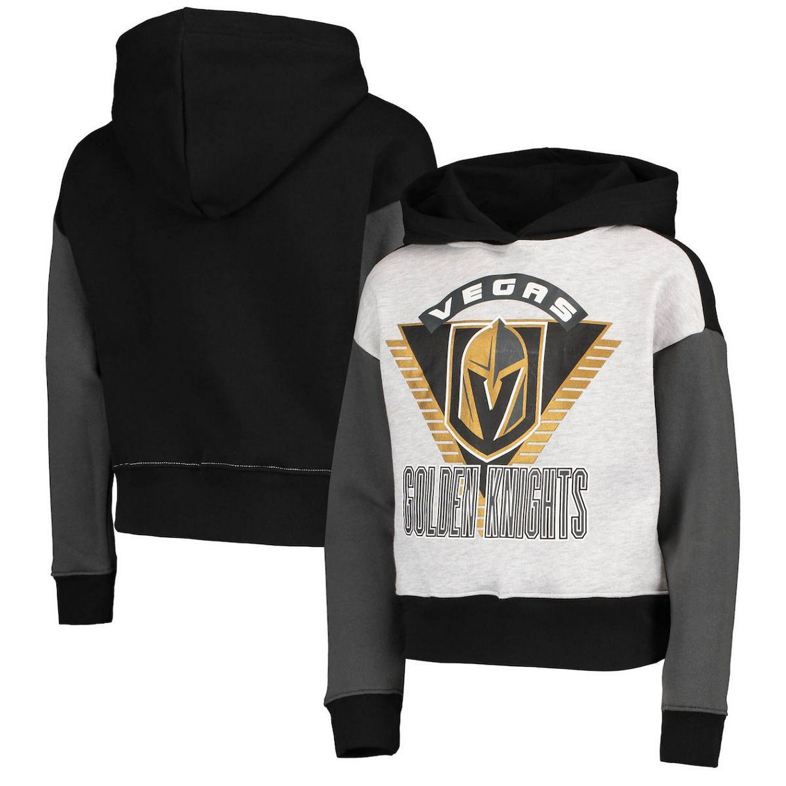 Outerstuff Girls Youth Black Vegas Golden Knights Let's Get Loud Pullover Hoodie - Image 2 of 4