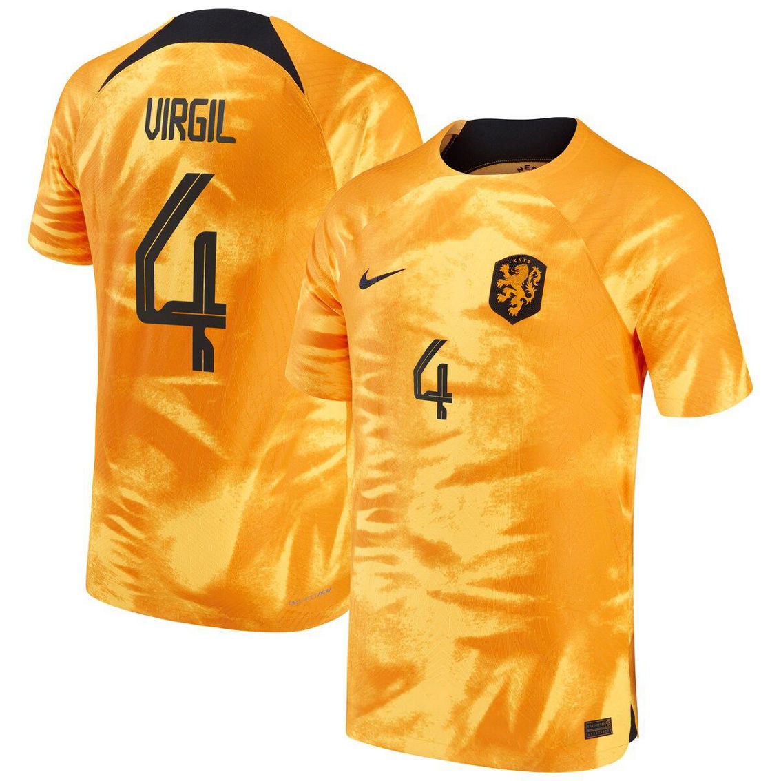 Nike Men's Virgil Van Dijk Orange Netherlands National Team 2022/23 Home Vapor Match Authentic Player Jersey - Image 2 of 4