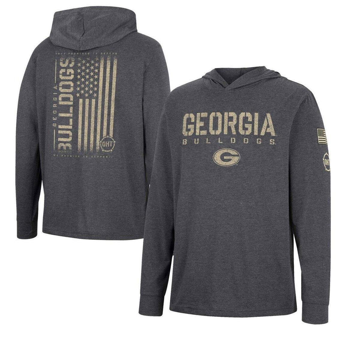 Men's Colosseum Charcoal Georgia Bulldogs Team OHT Military Appreciation Hoodie Long Sleeve T-Shirt - Image 2 of 4