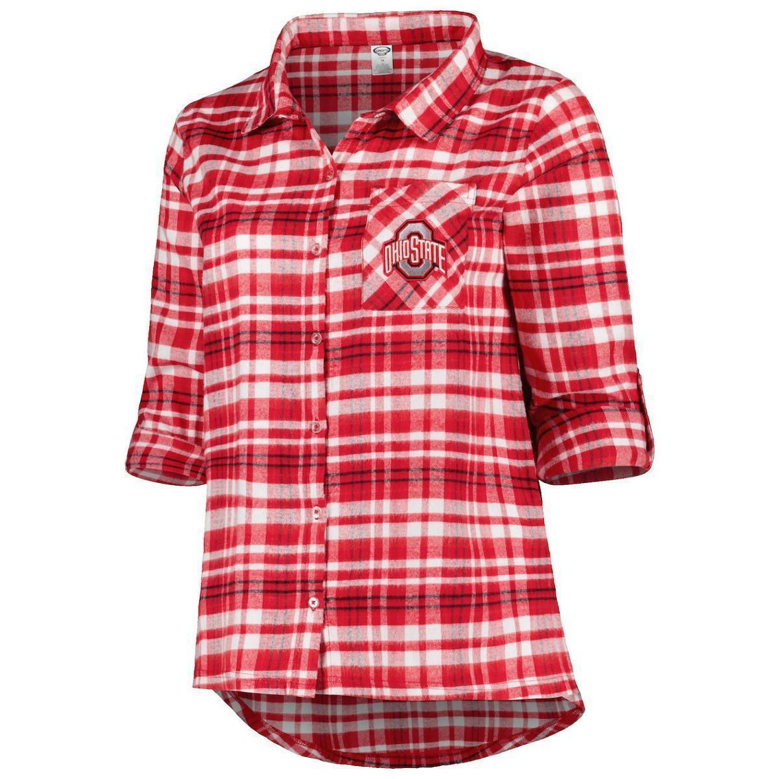 Profile Women's Scarlet Ohio State Buckeyes Plus Size Mainstay Long Sleeve Button-Up Shirt - Image 3 of 4