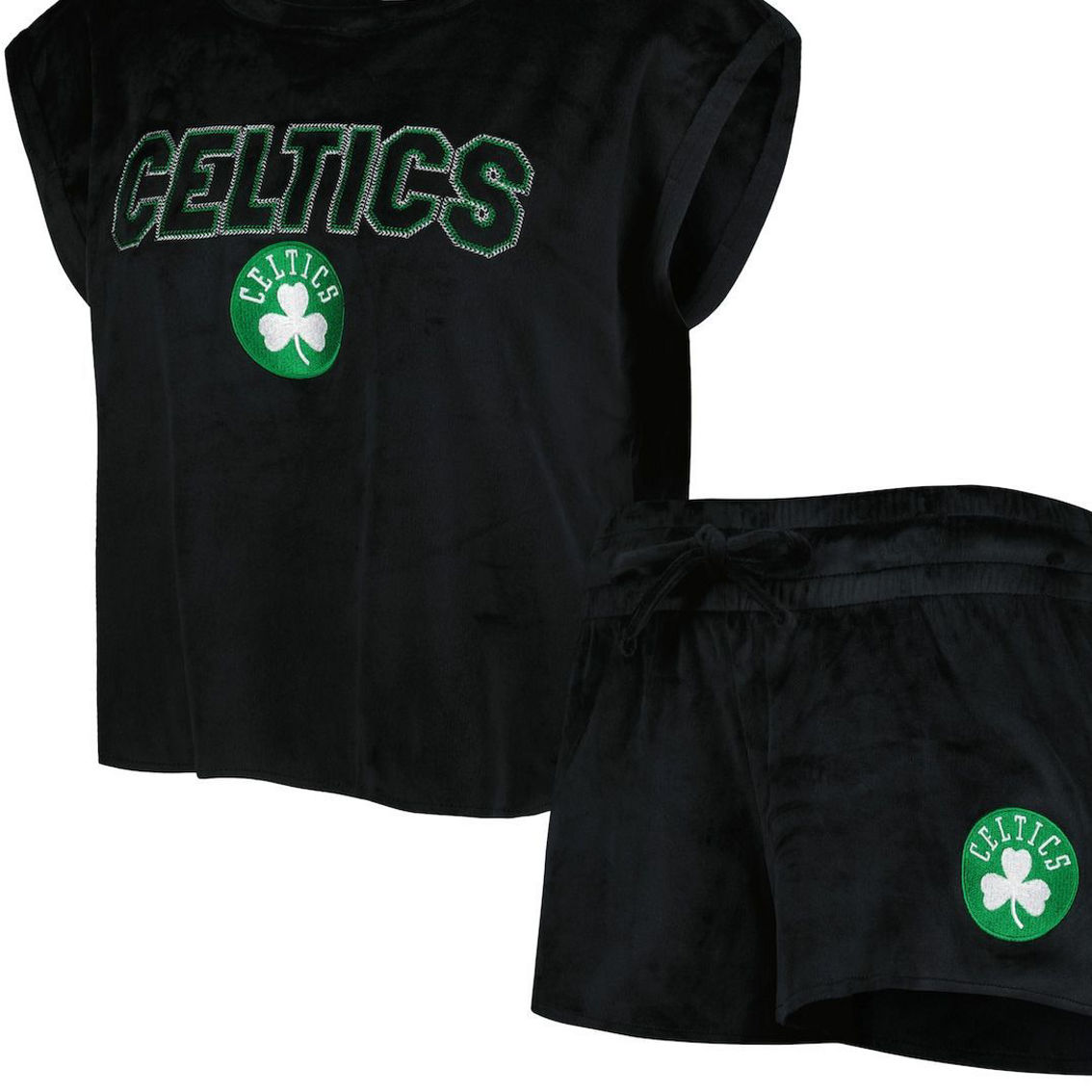 Concepts Sport Women's Black Boston Celtics Intermission T-Shirt & Shorts Sleep Set - Image 2 of 4