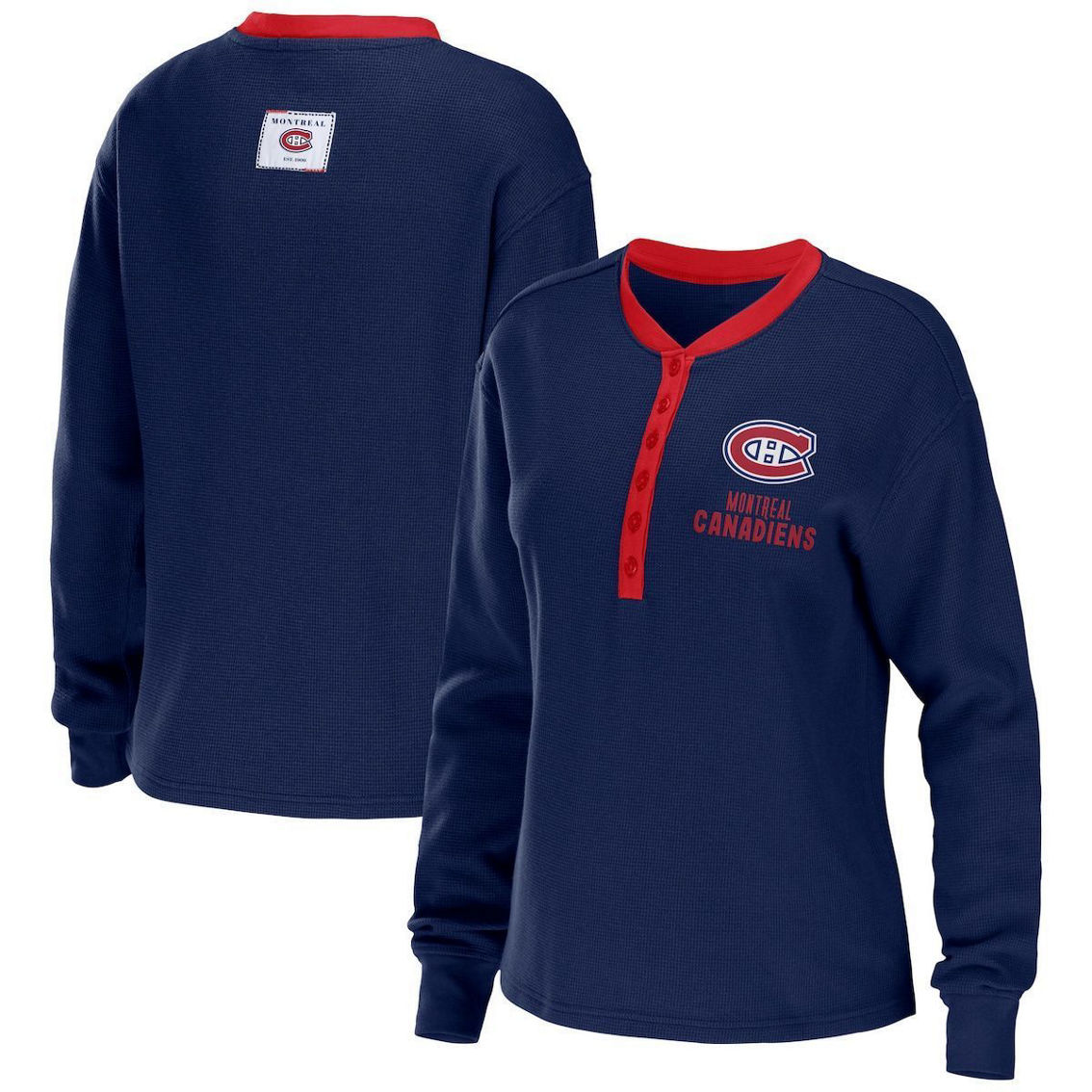 Wear By Erin Andrews Women's Navy Montreal Canadiens Waffle Henley