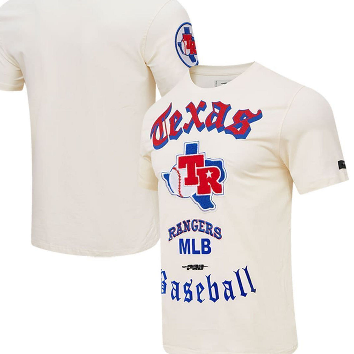 Pro Standard Men's Cream Texas Rangers Cooperstown Collection Old English T- shirt, Fan Shop