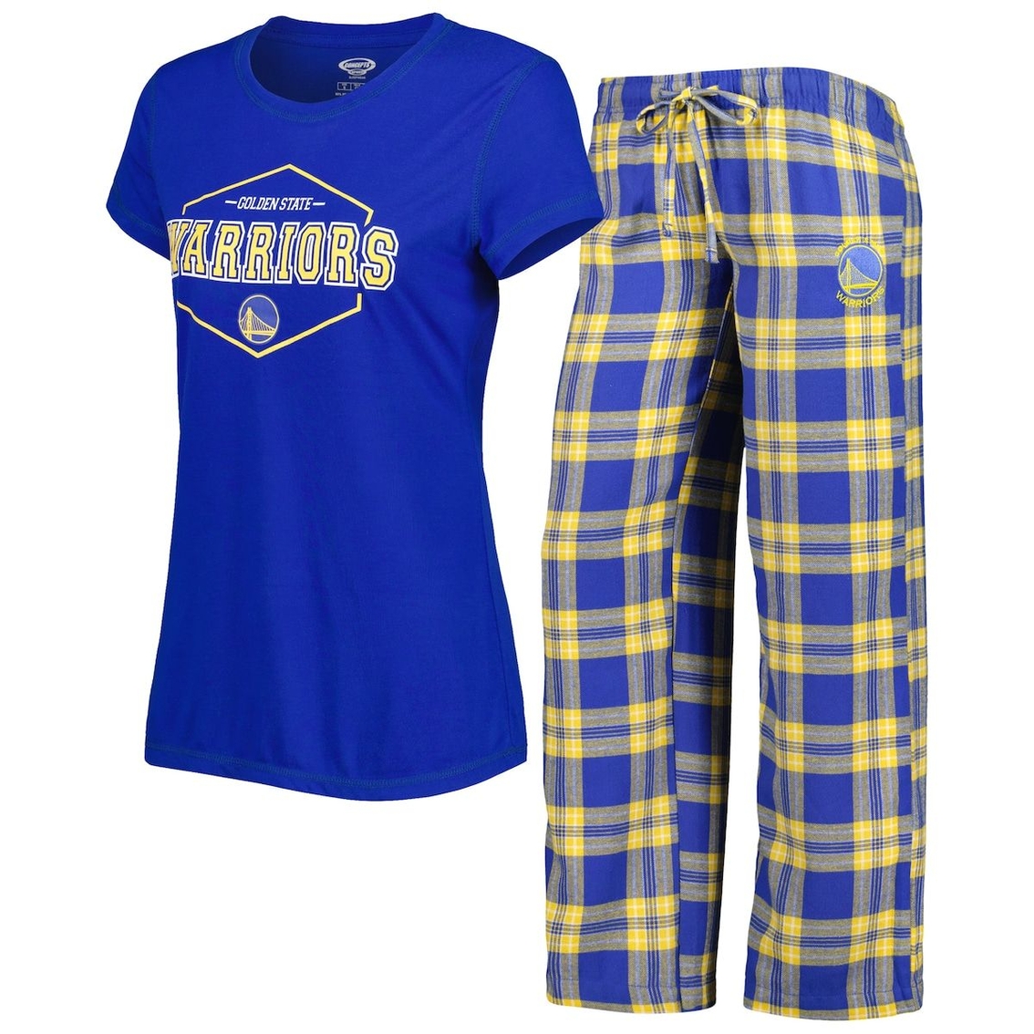 Women's Concepts Sport Royal/Gold Golden State Warriors Badge T-Shirt & Pajama Pants Sleep Set - Image 2 of 4