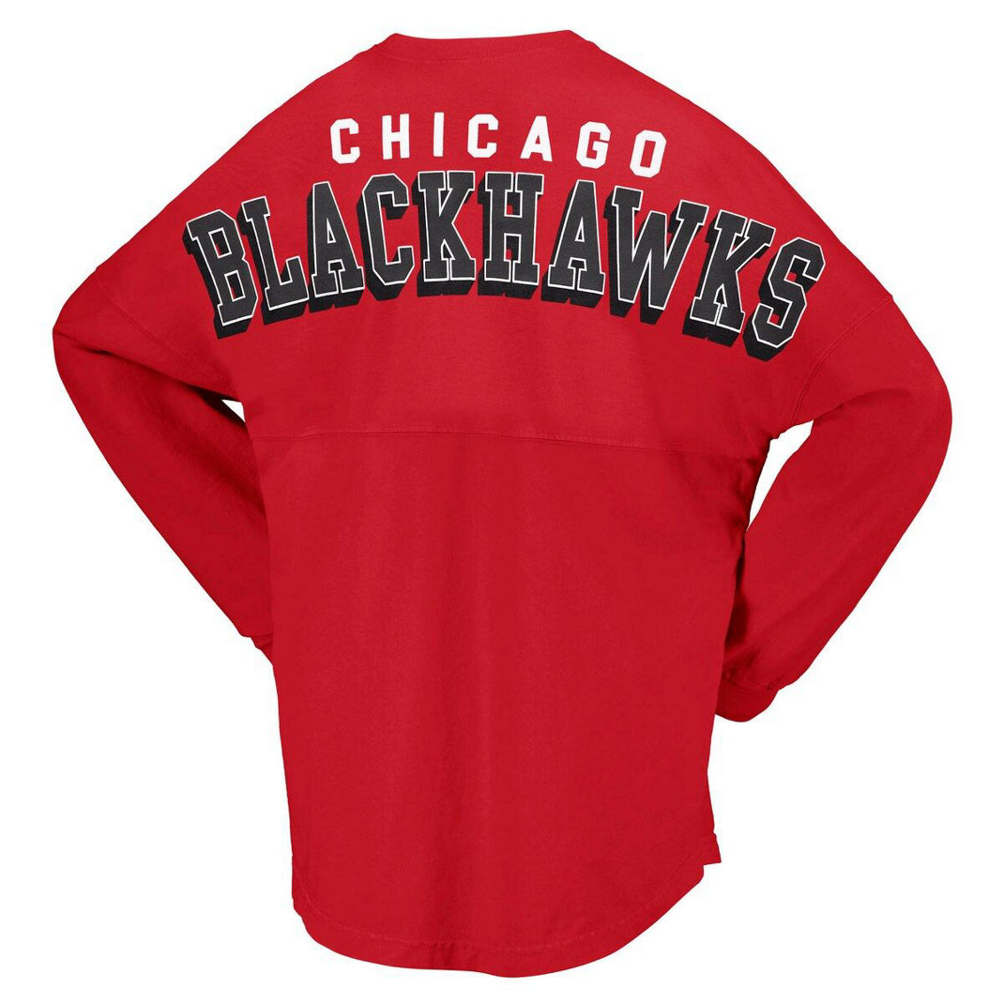 Fanatics Branded Women's Red Chicago Blackhawks Spirit Lace-Up V-Neck Long Sleeve Jersey T-Shirt - Image 4 of 4
