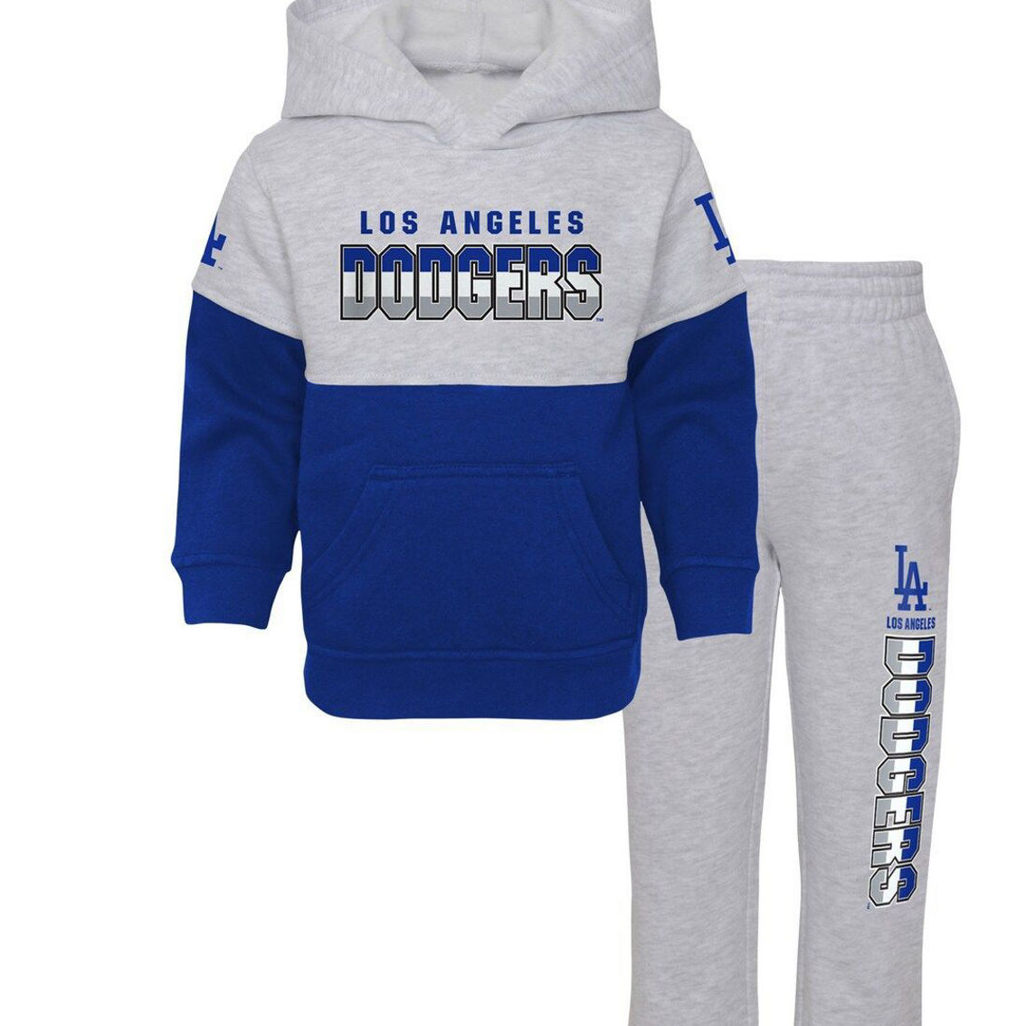 Outerstuff Infant Royal/Heather Gray Los Angeles Dodgers Playmaker Pullover Hoodie & Pants Set - Image 2 of 4