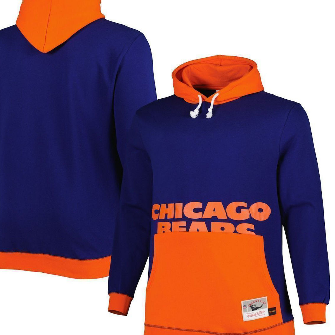 Mitchell & Ness Men's Navy/Orange Chicago Bears Big & Tall Big Face Pullover Hoodie - Image 2 of 4