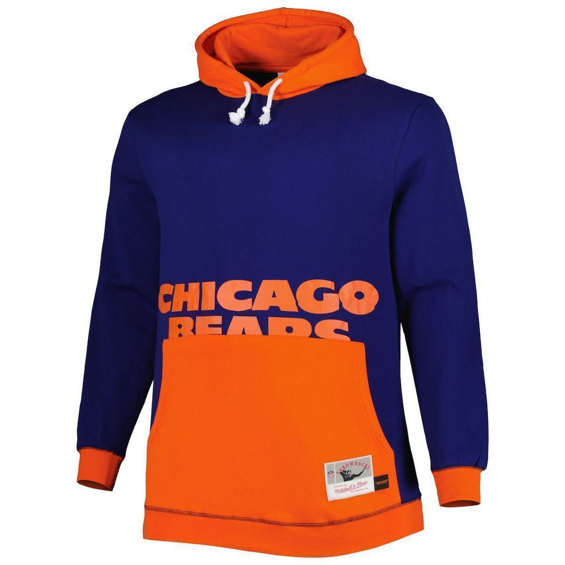Mitchell & Ness Men's Navy/Orange Chicago Bears Big & Tall Big Face Pullover Hoodie - Image 3 of 4