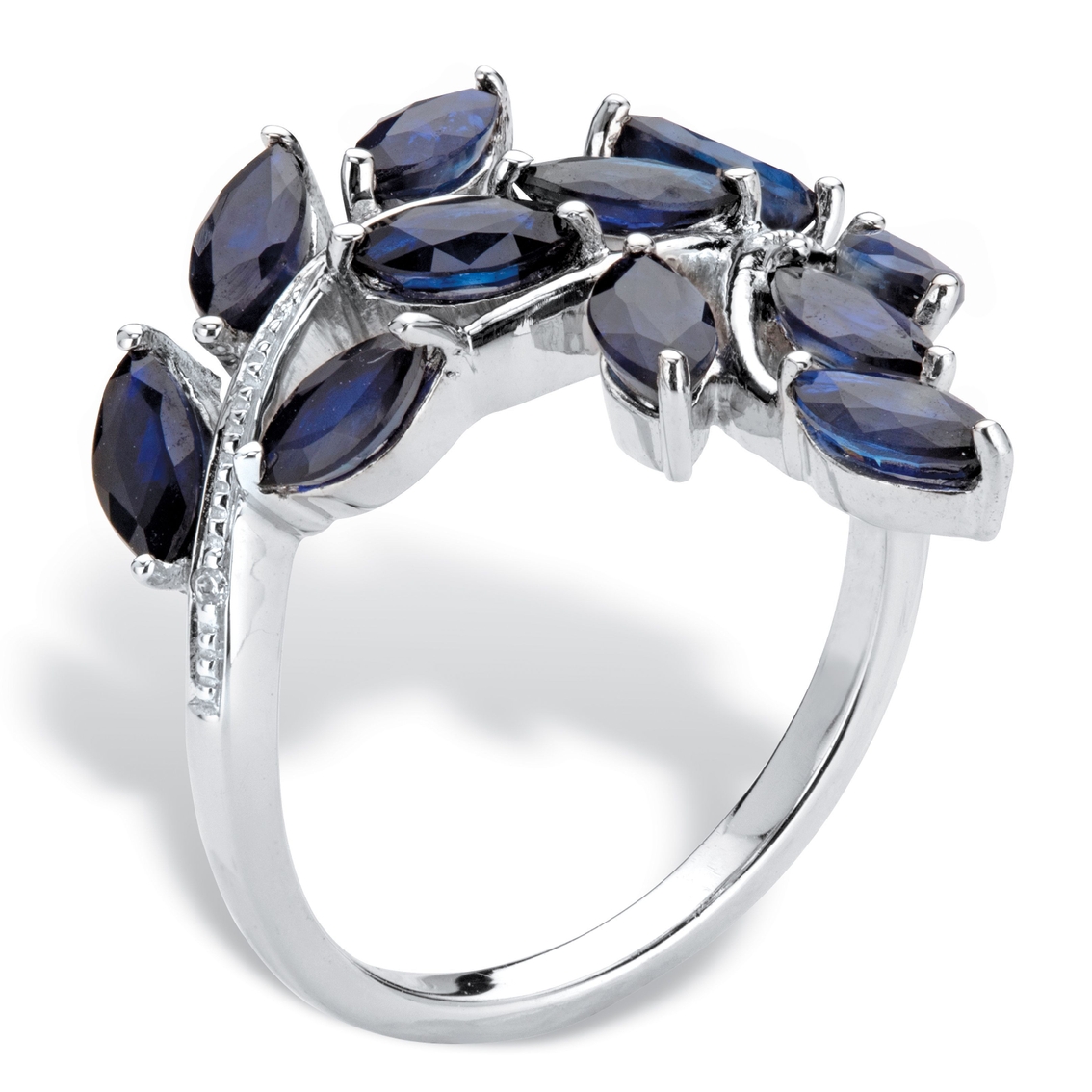 PalmBeach 2.65 TCW Genuine Sapphire and Diamond Accent Platinum-plated Silver Ring - Image 2 of 5