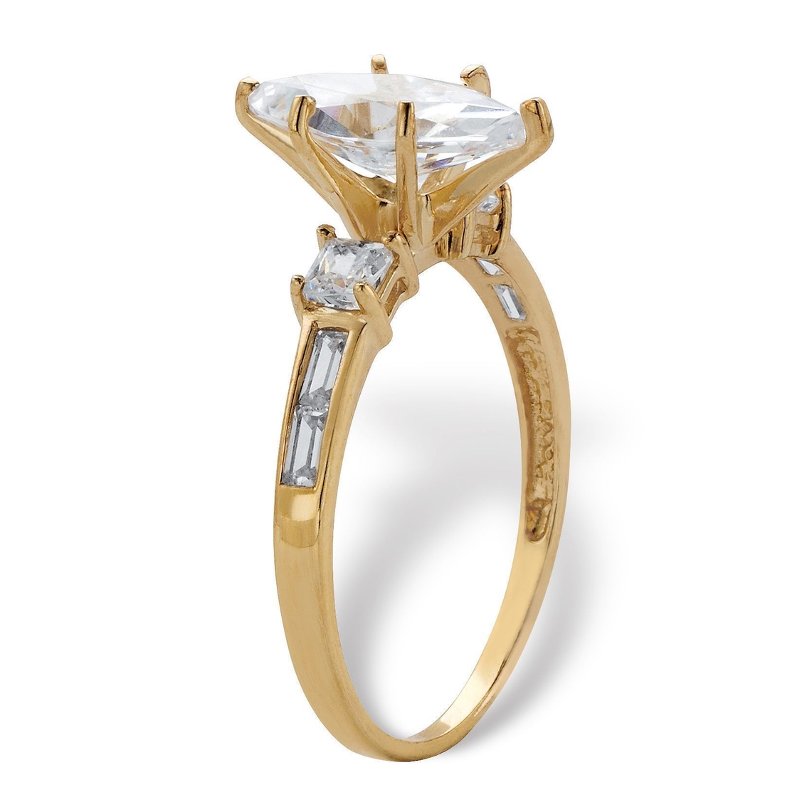 PalmBeach 2.56 Cttw. 10k Yellow Gold Marquise-Cut Cubic Zirconia Engagement Ring - Image 2 of 5