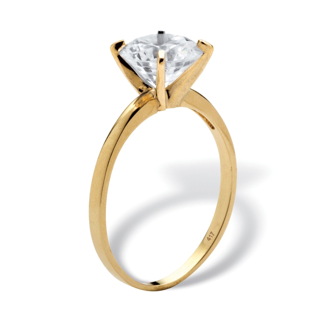 2 TCW Round Cubic Zirconia Solitaire Engagement Ring in Solid 10k Yellow Gold - Image 2 of 5
