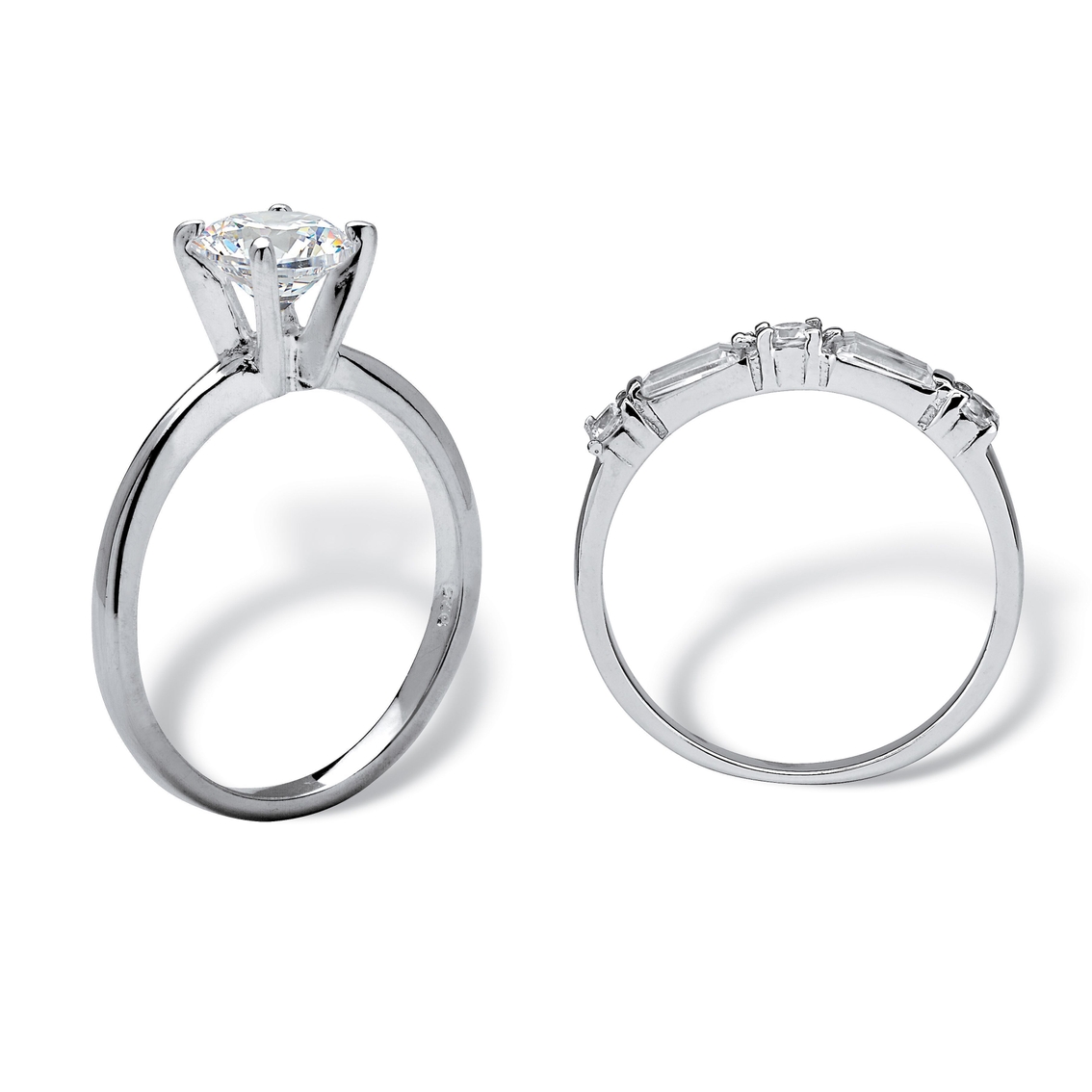 PalmBeach 2.06 Cttw. Cubic Zirconia Sterling Silver Solitaire Wedding Ring Set - Image 2 of 5