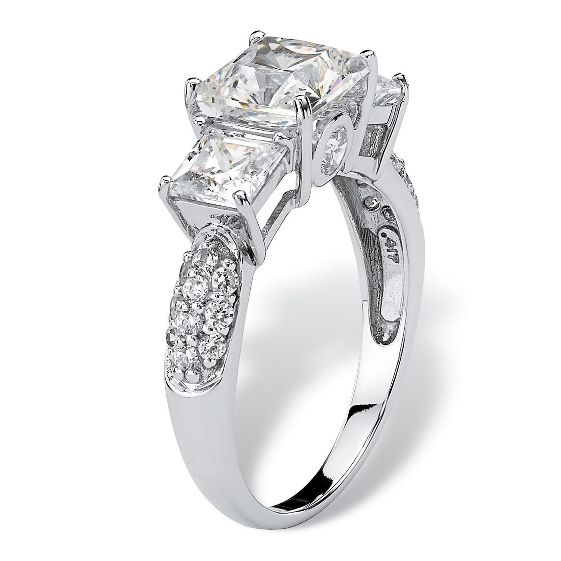 PalmBeach 3.06 TCW Princess-Cut Cubic Zirconia Ring in Solid 10k White Gold - Image 2 of 5