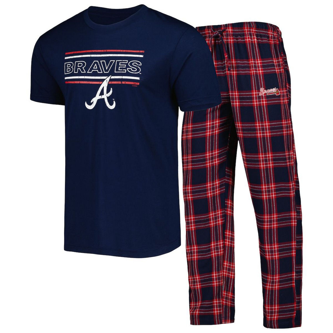 Concepts Sport Men's Navy/Red Atlanta Braves Badge T-Shirt & Pants Sleep Set - Image 2 of 4