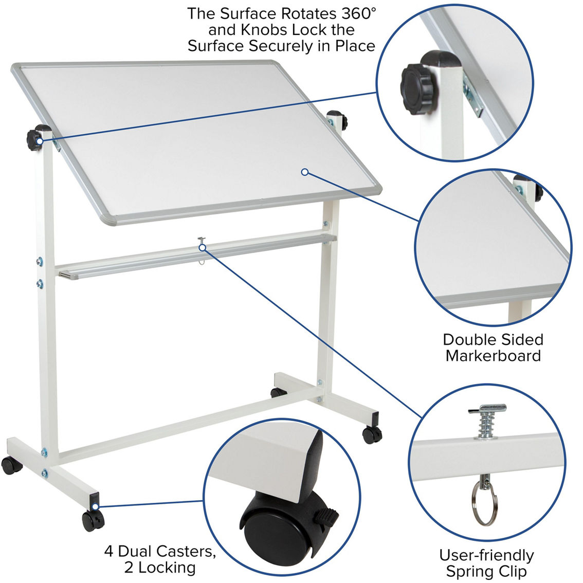 Flash Furniture HERCULES Series Double-Sided Mobile White Board Stand with Pen Tray - Image 4 of 5