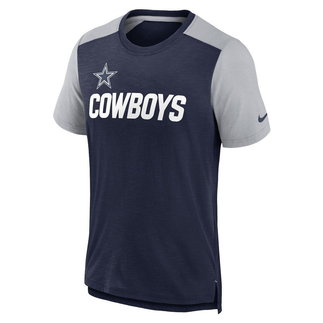Men's Nike Heathered Navy/Heathered Gray Dallas Cowboys Color Block Team Name T-Shirt - Image 3 of 4