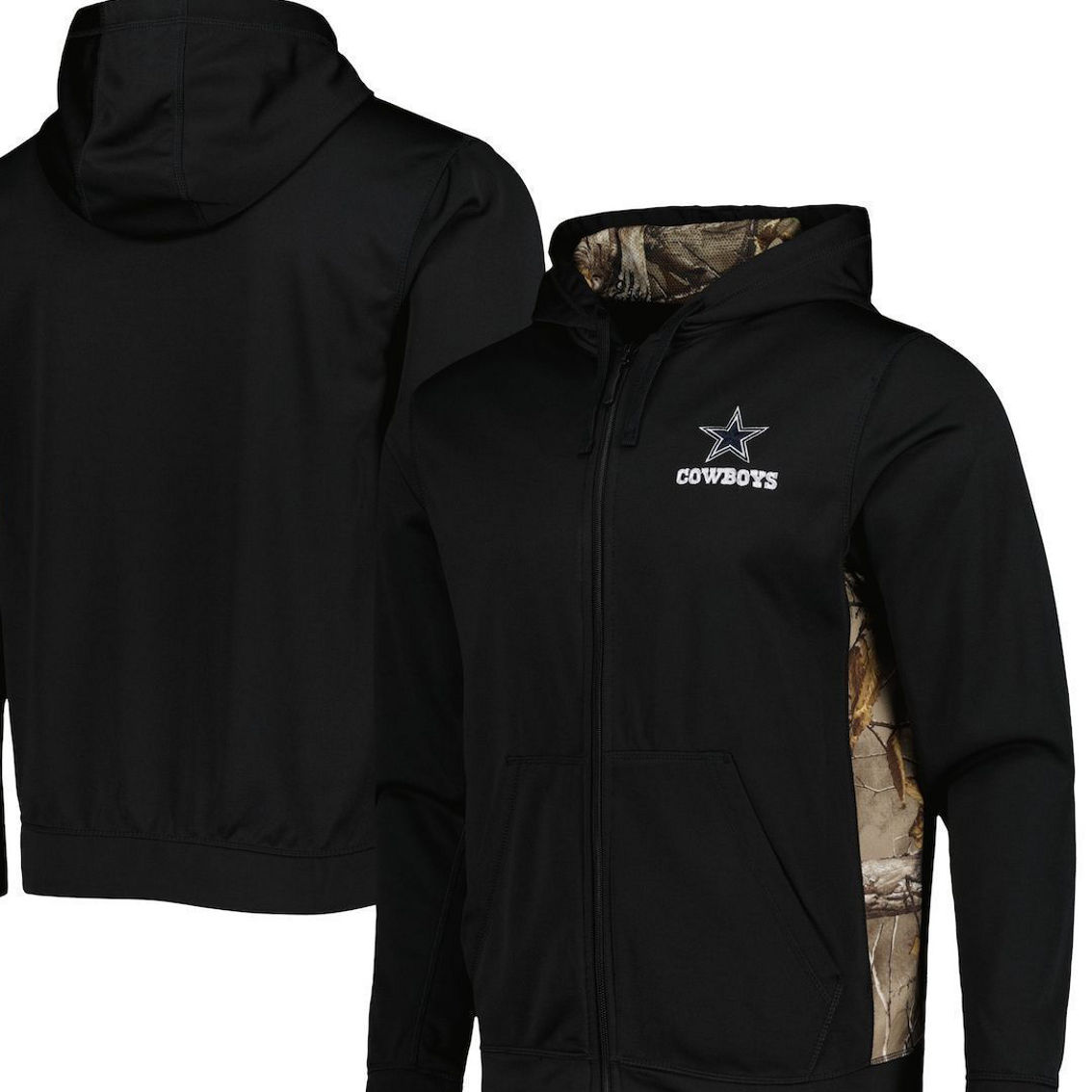 Men's Dunbrooke Black/Realtree Camo Dallas Cowboys Decoy Tech Fleece Full-Zip Jacket