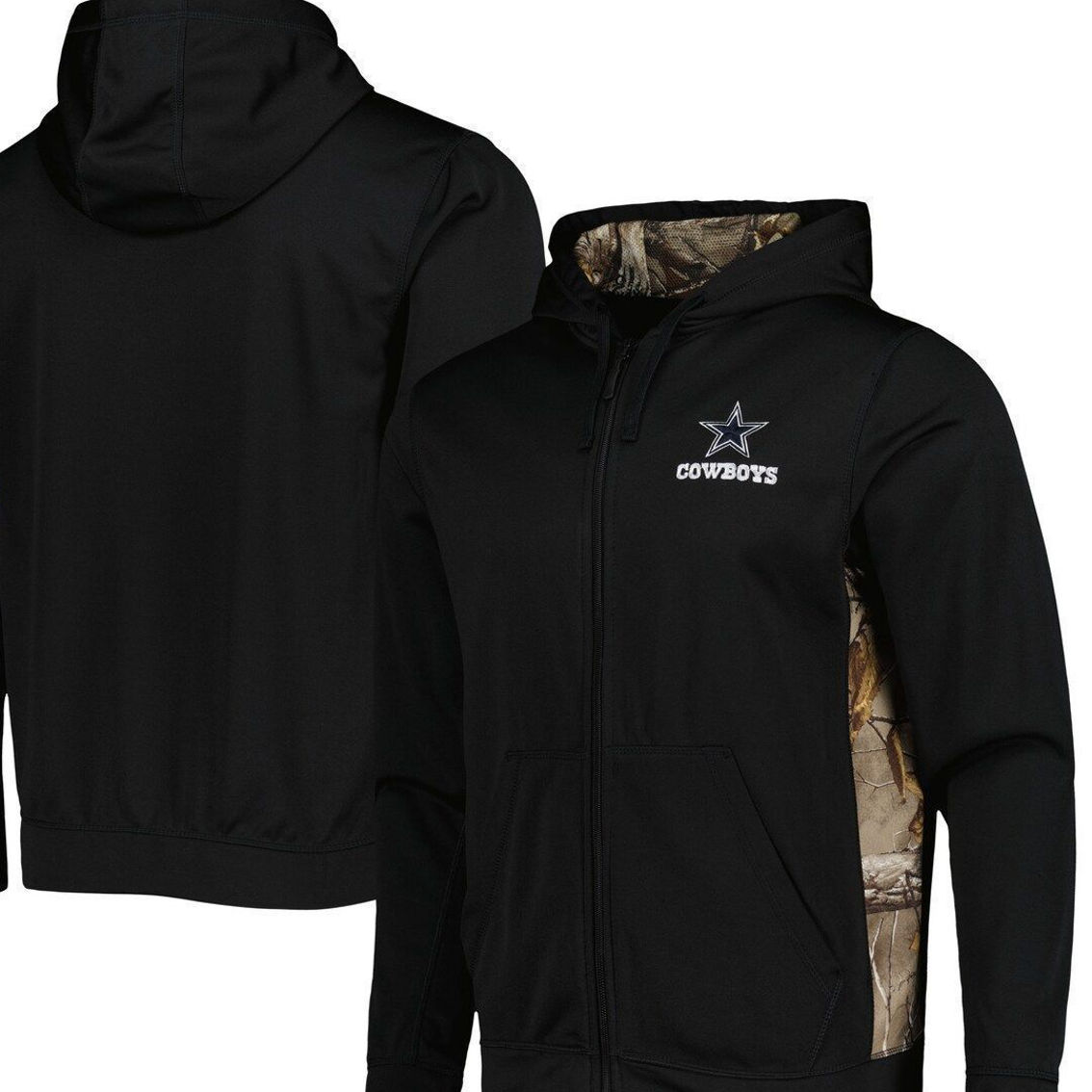 Men's Dunbrooke Black/Realtree Camo Dallas Cowboys Decoy Tech Fleece Full-Zip Jacket - Image 2 of 4