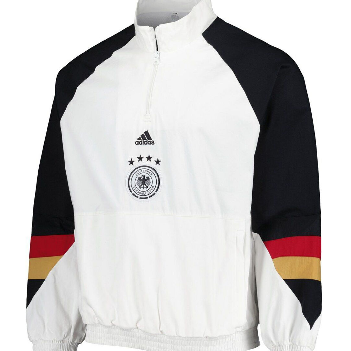 adidas Men's White Germany National Team Icon Raglan Quarter-Zip Jacket - Image 3 of 4