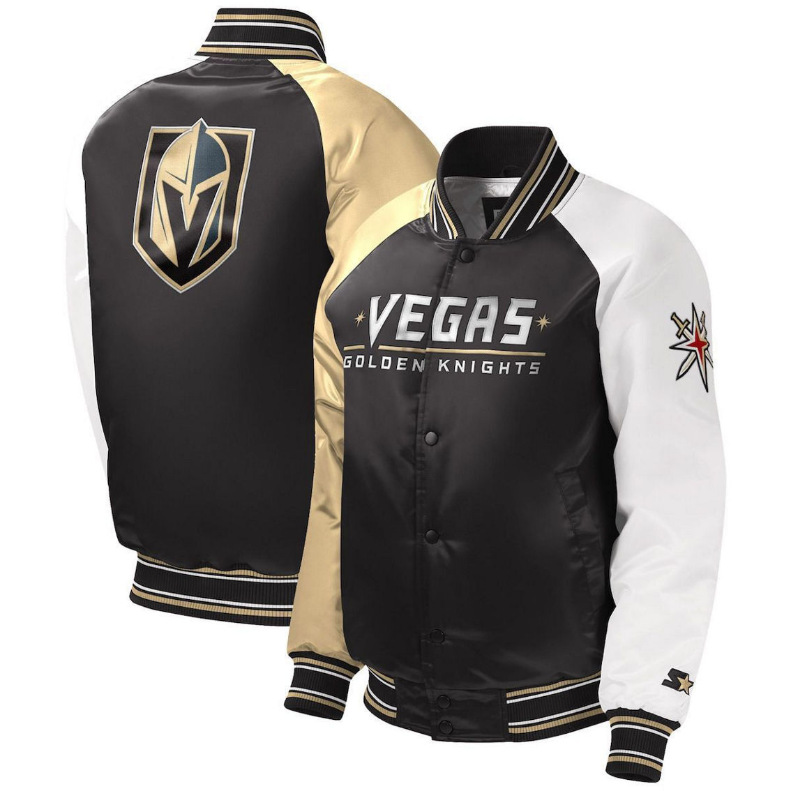 Starter Youth Black Vegas Golden Knights Raglan Full-Snap Varsity Jacket - Image 2 of 4