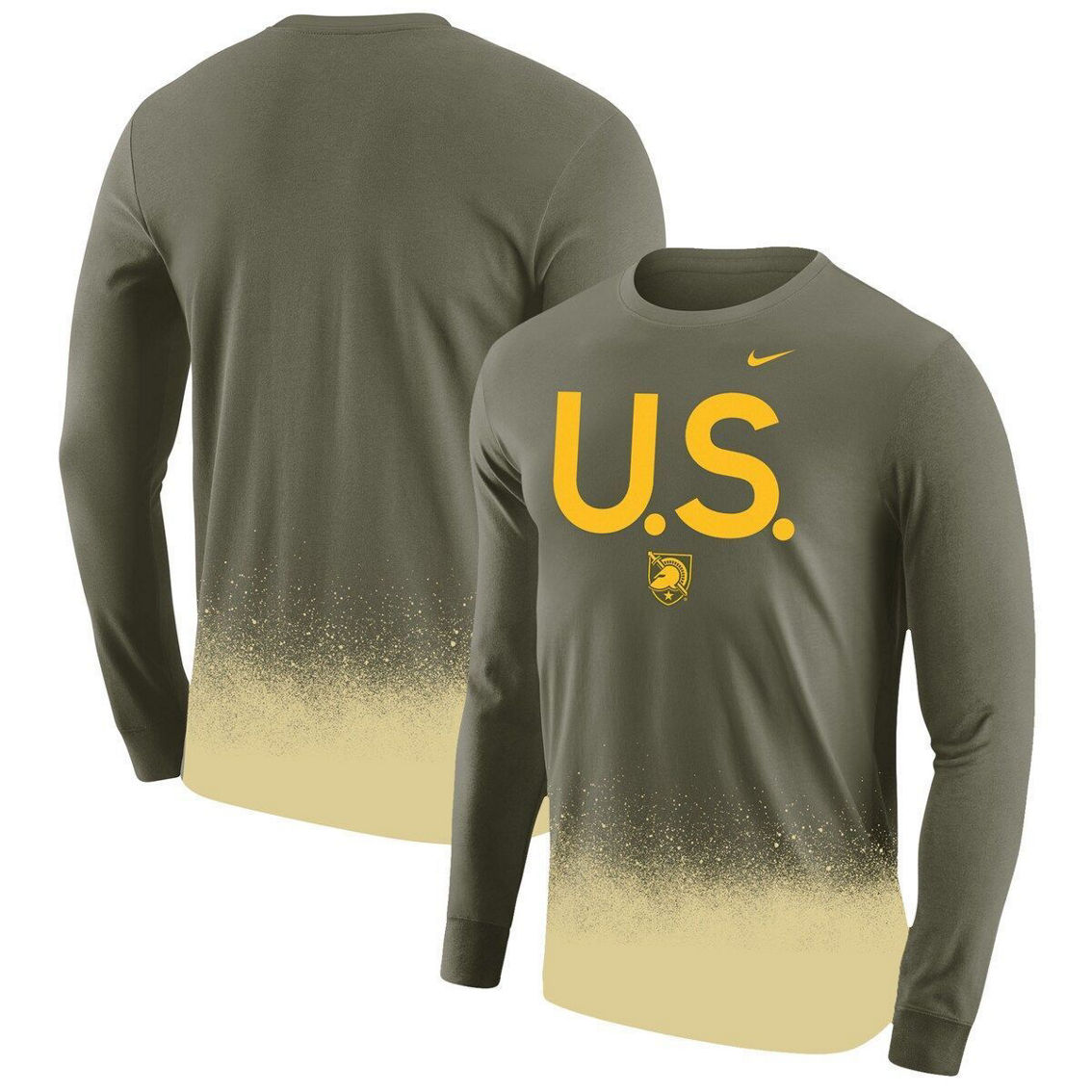 Nike Men's Olive Army Black Knights 1st Armored Division Old Ironsides Rivalry Splatter Long Sleeve T-Shirt - Image 2 of 4
