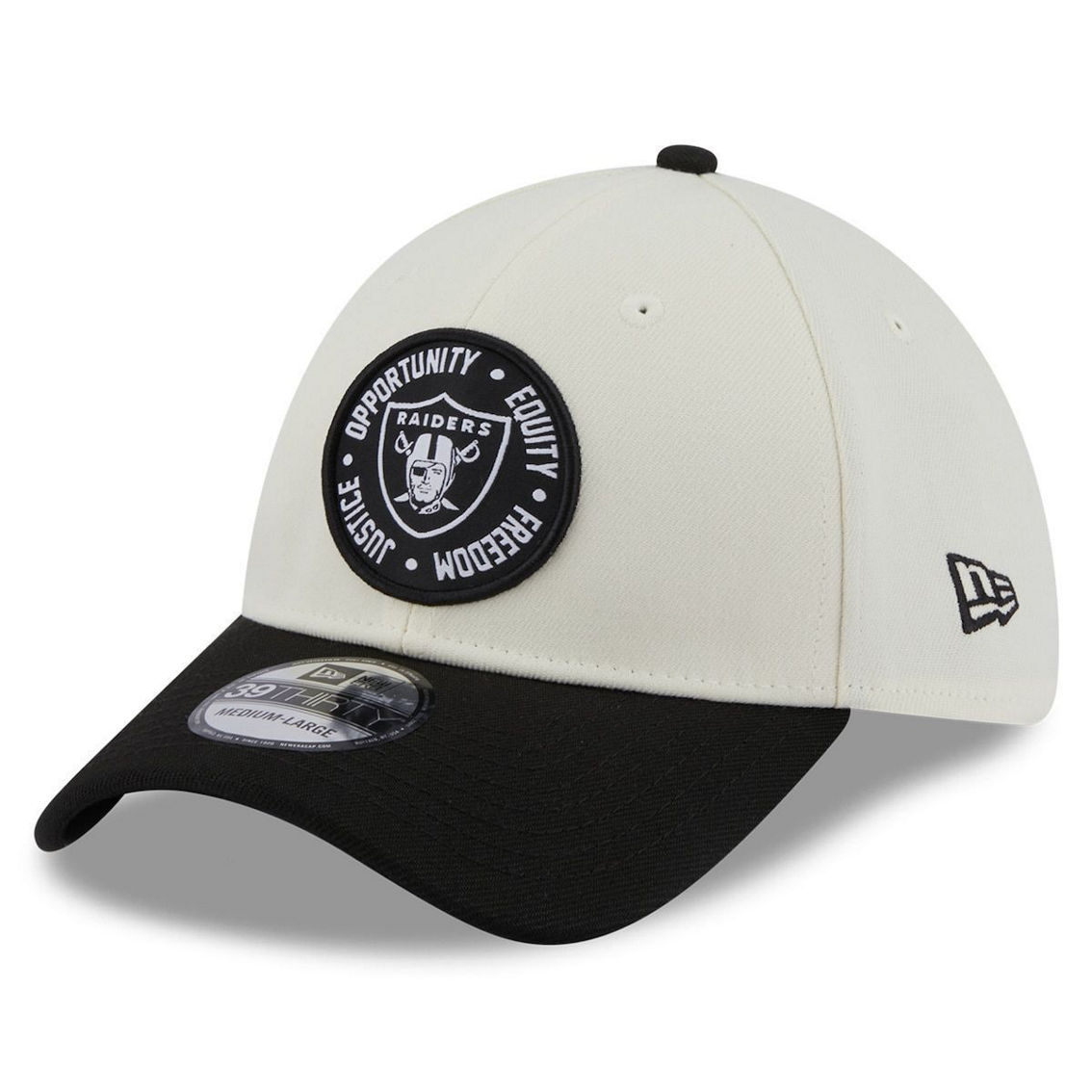 New Era Men's Cream/Black Las Vegas Raiders 2022 Inspire Change 39THIRTY Flex Hat - Image 2 of 4