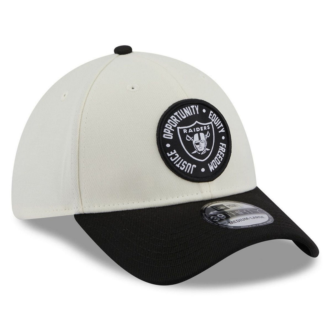 New Era Men's Cream/Black Las Vegas Raiders 2022 Inspire Change 39THIRTY Flex Hat - Image 4 of 4