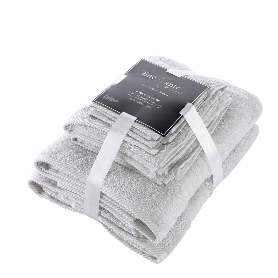 The Clean Store 6 Piece White Cotton Diamond Bath Towel Set (2 Bath Towels, 2 Hand Towels and 2 Washcloths)