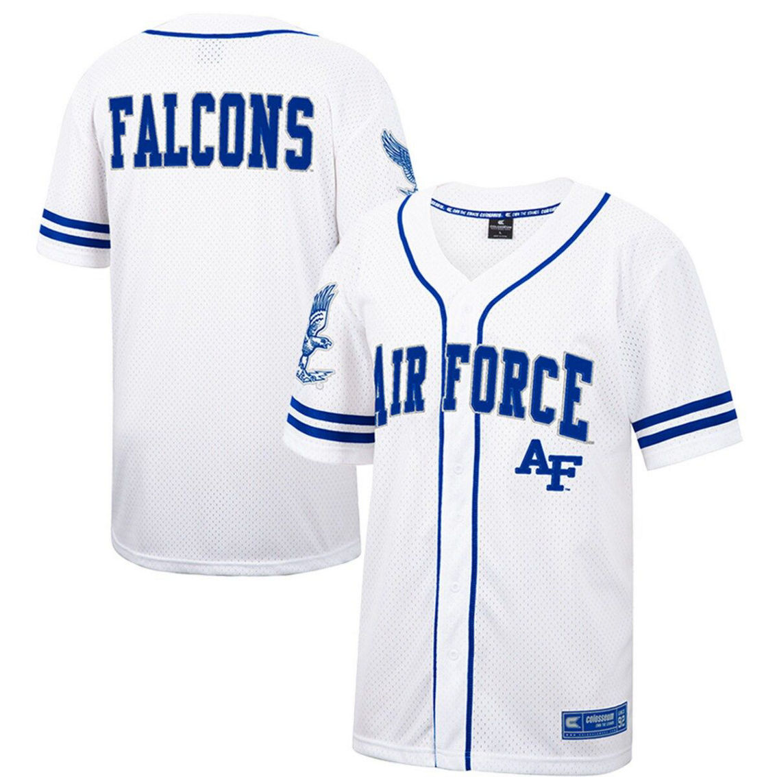 Colosseum Men's White Air Force Falcons Free Spirited Mesh Button-Up Baseball Jersey - Image 2 of 4