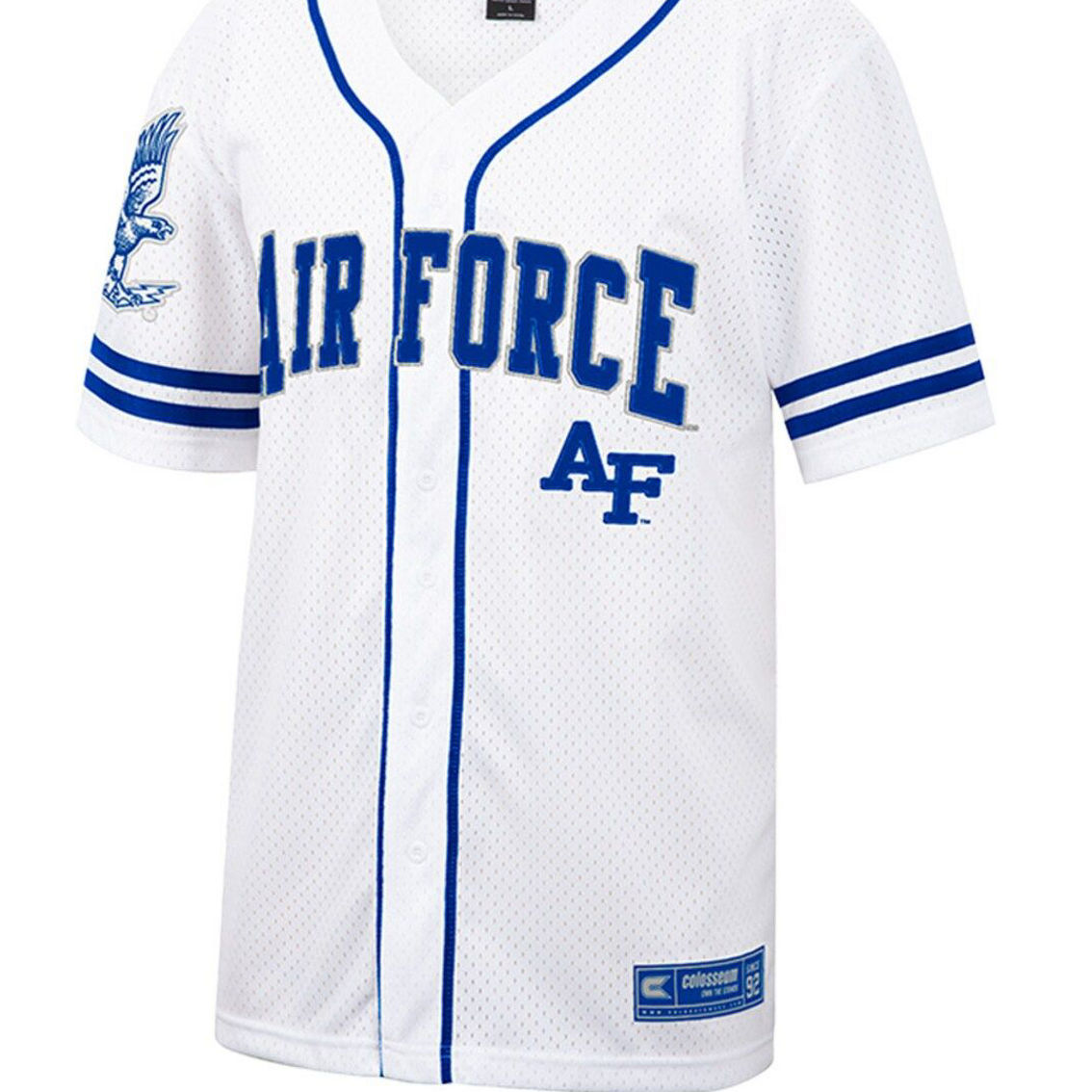 Colosseum Men's White Air Force Falcons Free Spirited Mesh Button-Up Baseball Jersey - Image 3 of 4