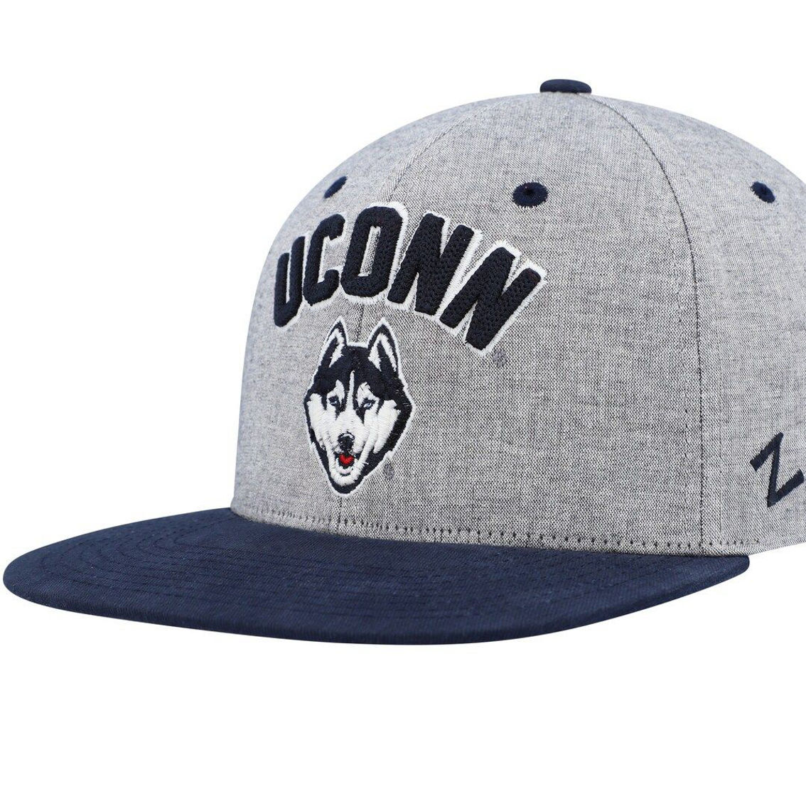 Zephyr Men's Gray/Navy UConn Huskies High Cut Snapback Hat - Image 2 of 4