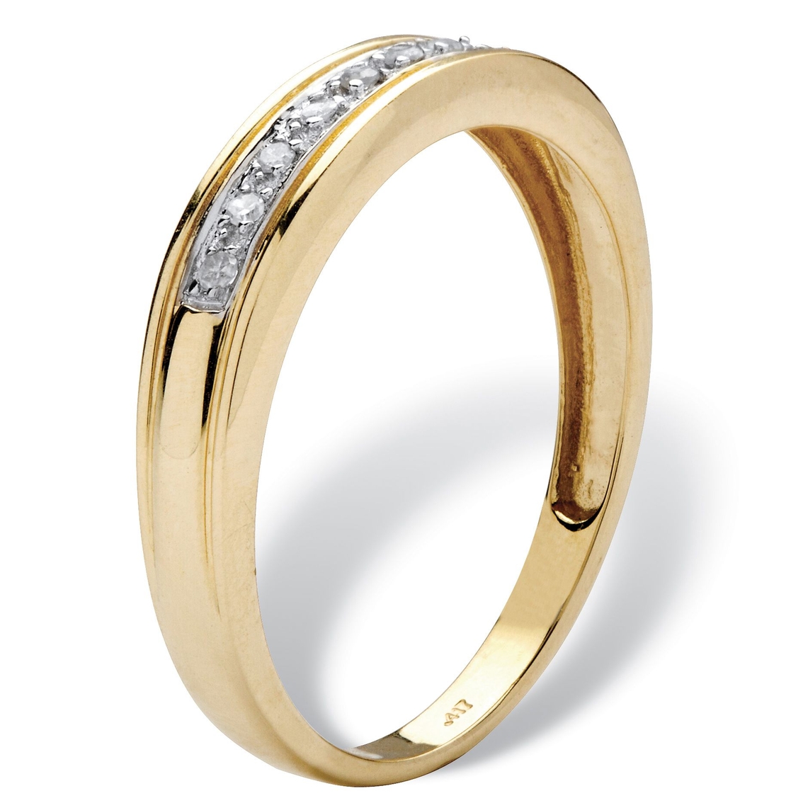 Men's 1/10 TCW Round Diamond 10k Yellow Gold Anniversary Ring Wedding Band - Image 2 of 5