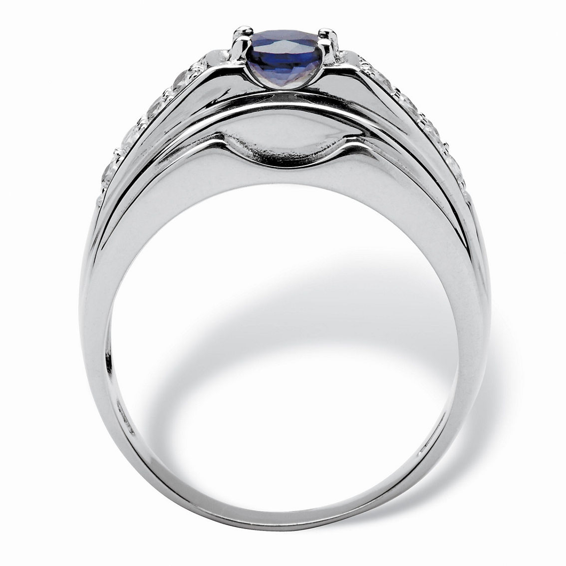 PalmBeach Men's 1.53 TCW Genuine Sapphire and CZ Ring in Sterling Silver - Image 2 of 5