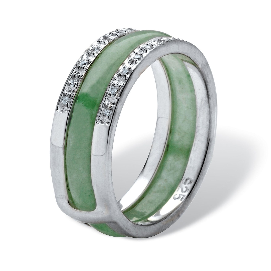 PalmBeach Multicolor Jade .925 Sterling Silver 8-Piece Interchangeable Ring Set - Image 2 of 5