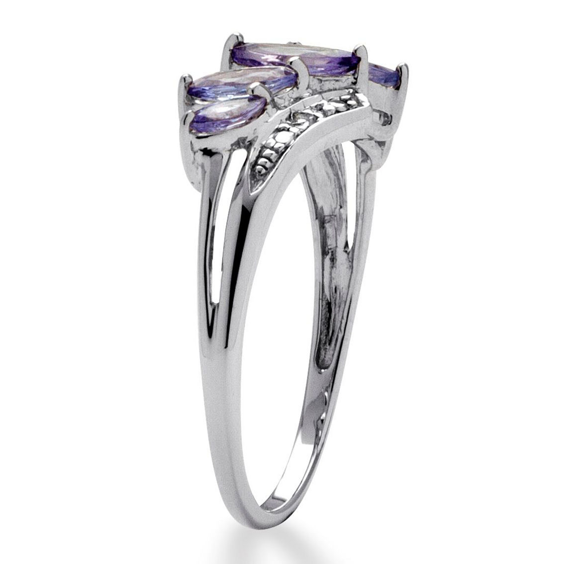 PalmBeach Genuine Tanzanite with Diamond Accent Platinum-plated Silver Ring - Image 2 of 5