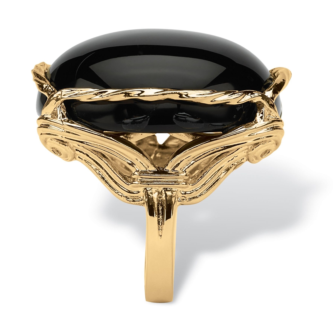 Genuine Black Onyx Gold-Plated Cabochon Pillow Ring - Image 2 of 5