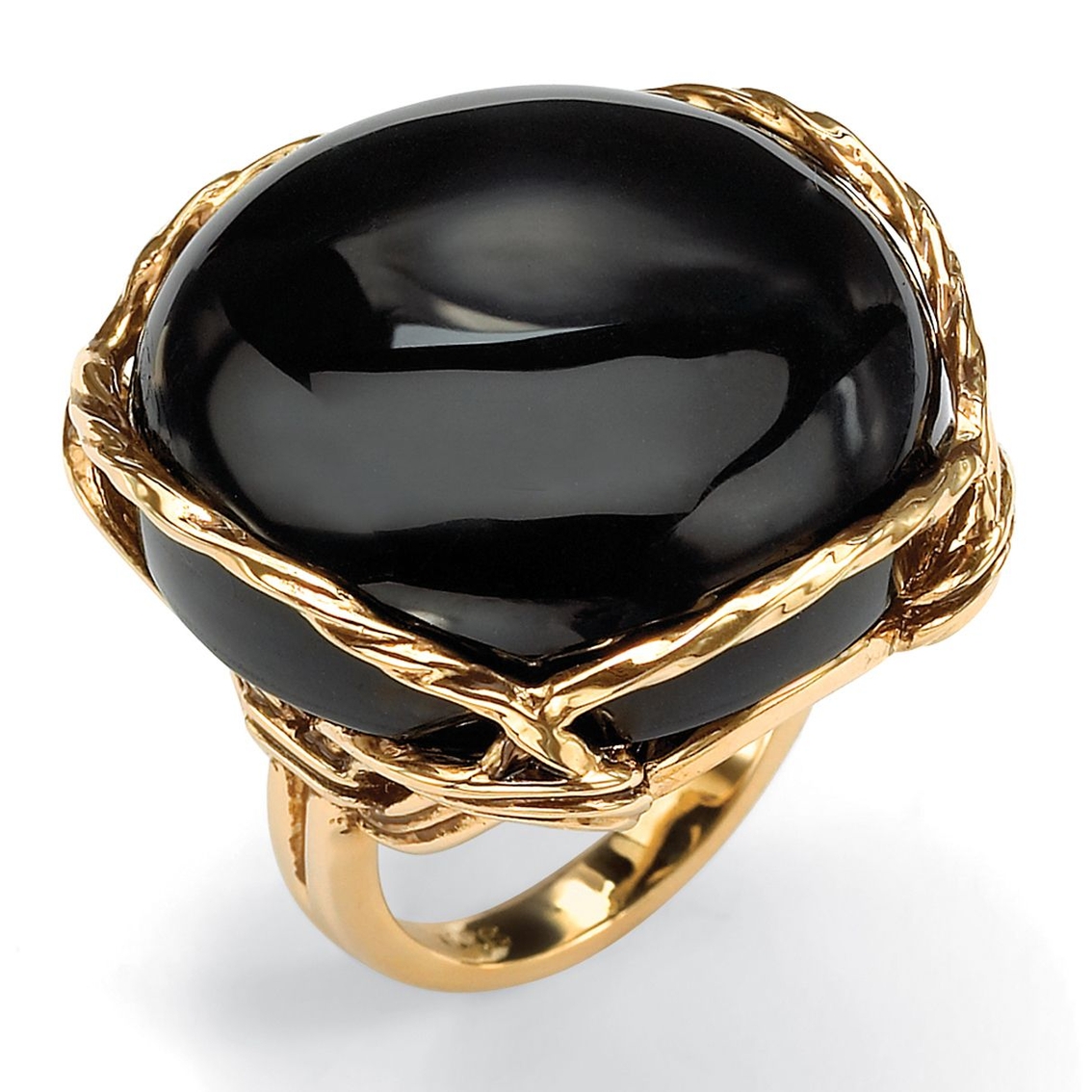 Genuine Black Onyx Gold-Plated Cabochon Pillow Ring - Image 4 of 5